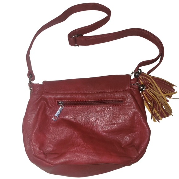 Pourquoi Pas Red Leather Shoulder Bag - Picture 7 of 7